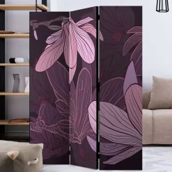 Spanischer Raumteiler mit Blumen Motiv in Lila Rosa - Cino