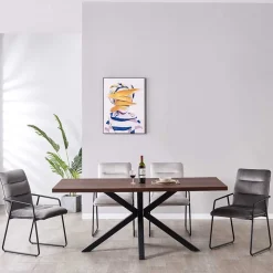 Spider Esstisch & Samt Armlehnstühle - Mendoza (fünfteilig)