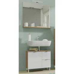 Spiegel & Beckenschrank in Weiß Glanz - Narilos (zweiteilig)