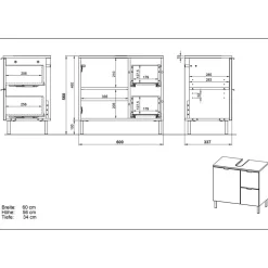 Spiegel & Beckenschrank in Weiß Glanz - Narilos (zweiteilig)