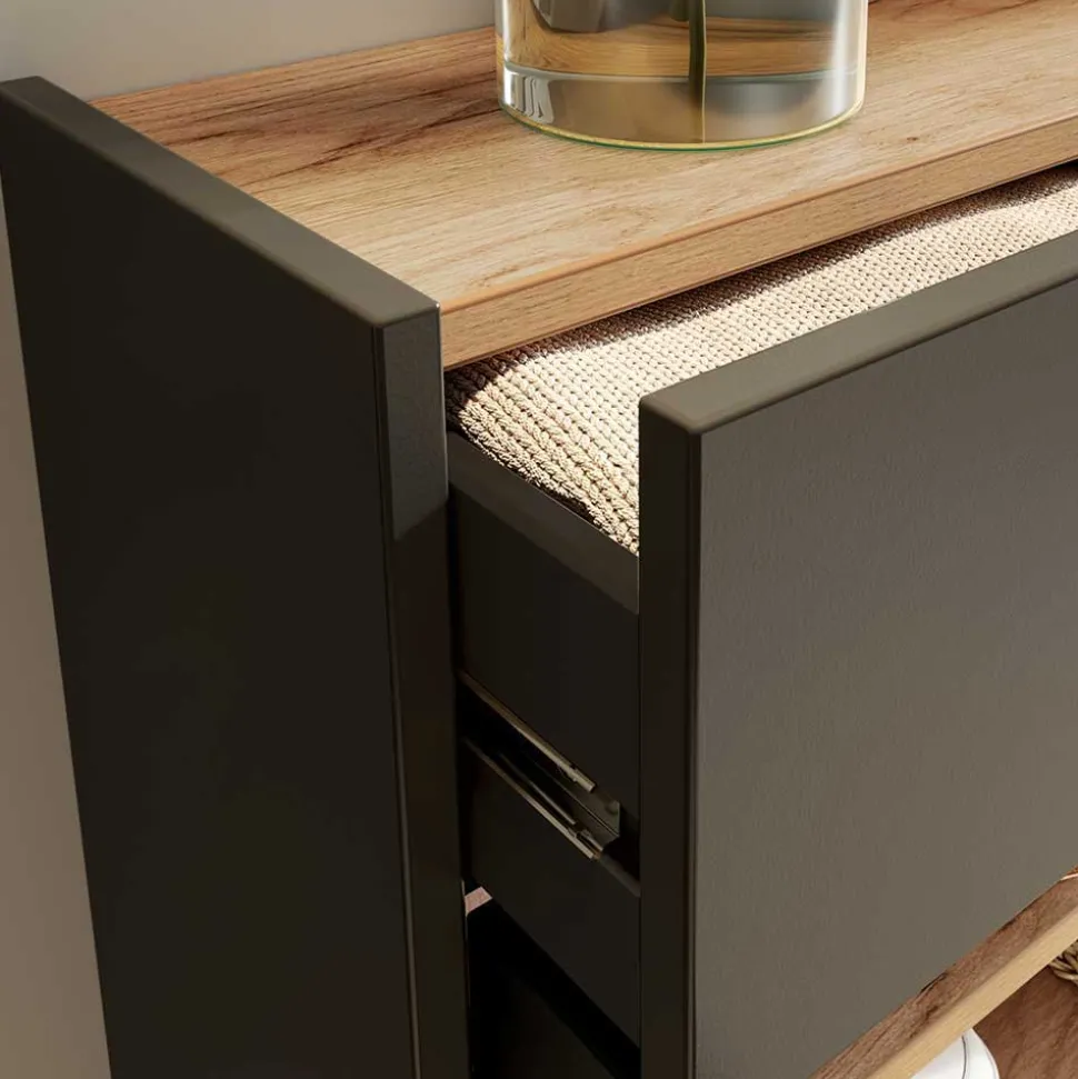 Spiegel & Hänge-Kommode & Garderobe - Sidgarus (dreiteilig)