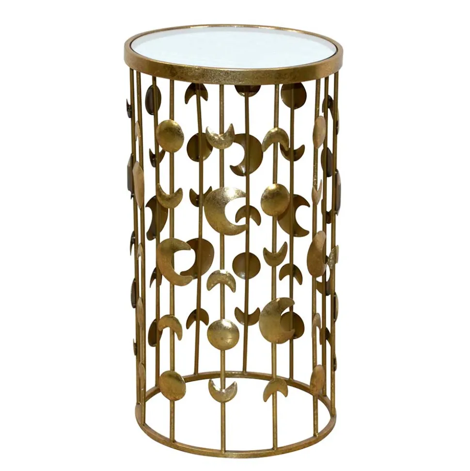 Spiegel Beistelltisch auf Säulengestell mit Monden - Teameus