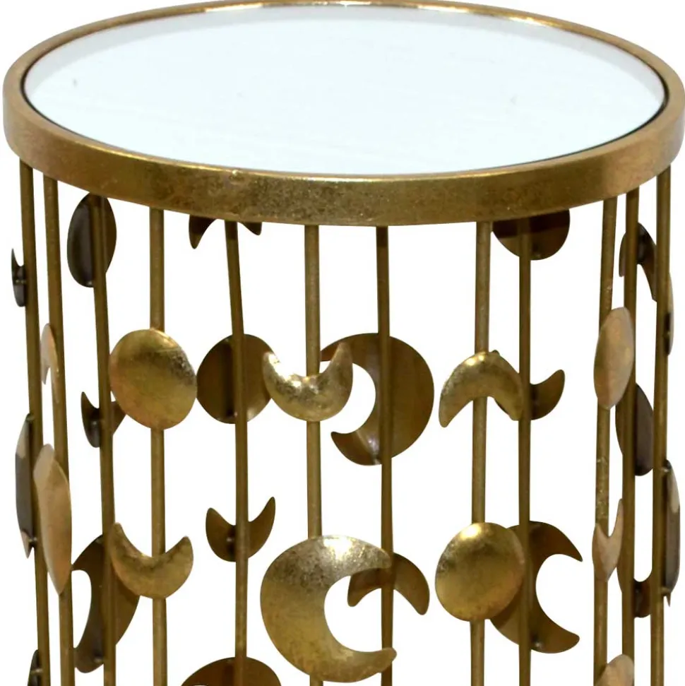 Spiegel Beistelltisch auf Säulengestell mit Monden - Teameus