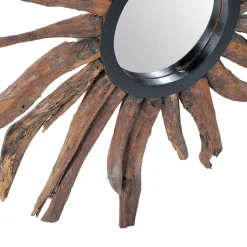 Spiegel im Sonnendesign aus Suar Altholz - Teako