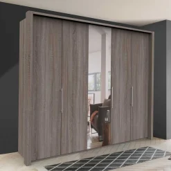 Spiegel Kleiderschrank in Holz-Nachbildung - Crenba