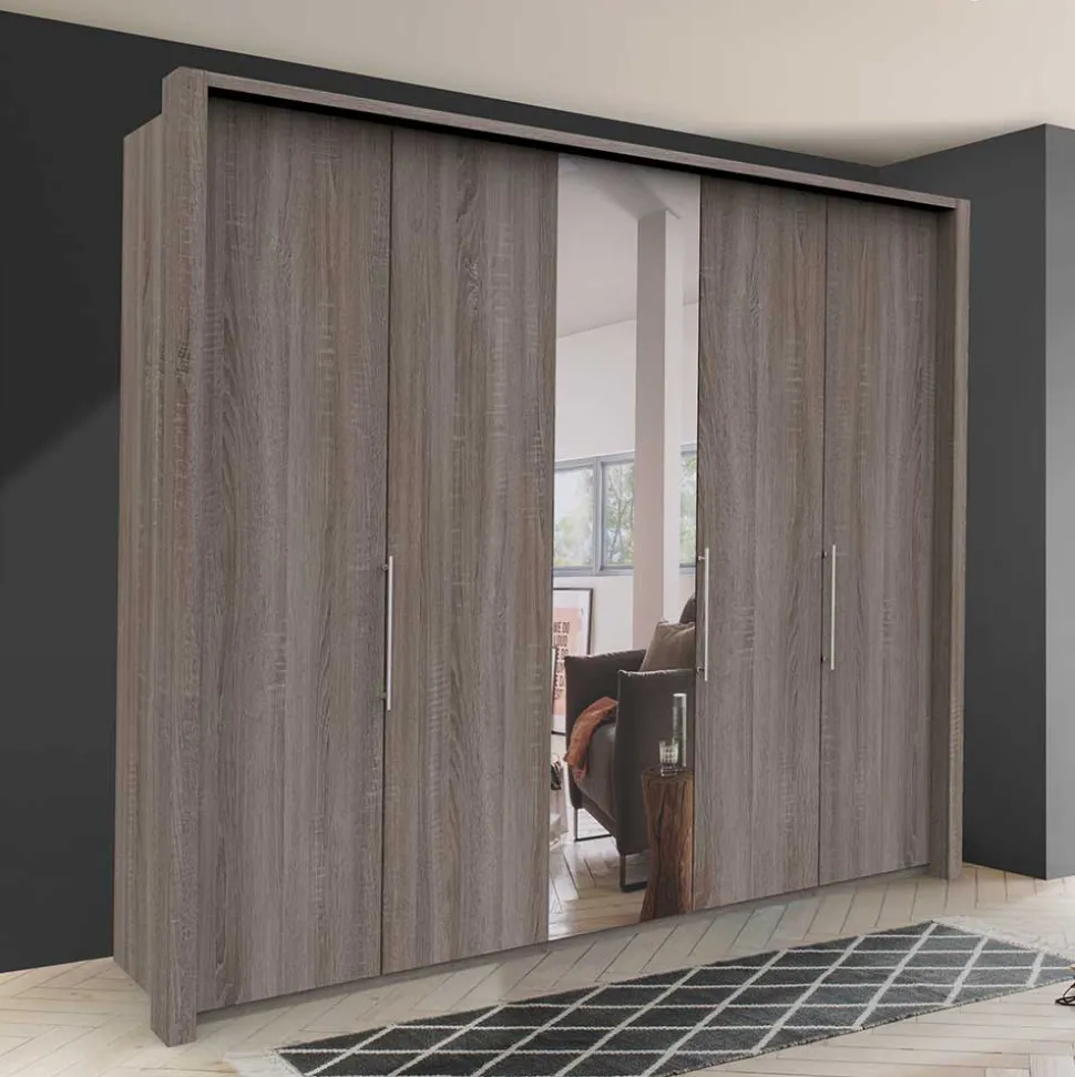 Spiegel Kleiderschrank in Holz-Nachbildung - Crenba
