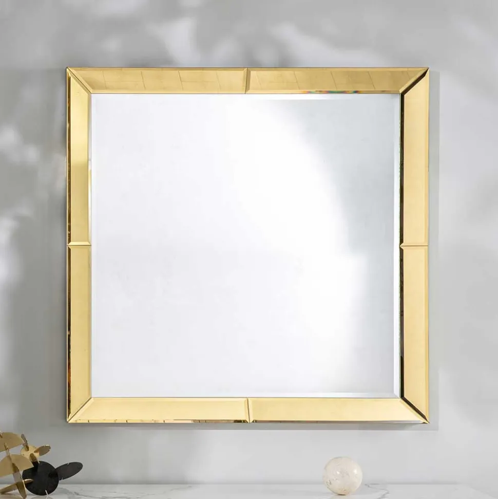 Spiegel mit Glasrahmen in Gold - Sognory