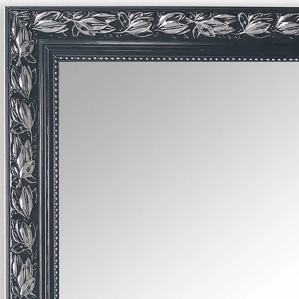 Spiegel mit Holzrahmen in Schwarz Silber - Aphrano