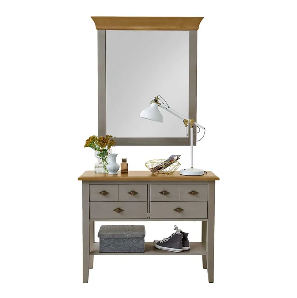 Spiegel mit Kommode Cempino in Grau (zweiteilig)