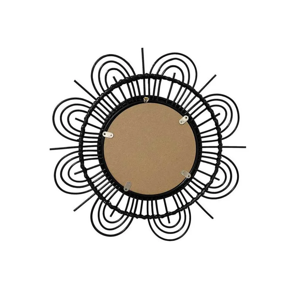 Spiegel mit Rattanrahmen im Blumen Look - Puzian