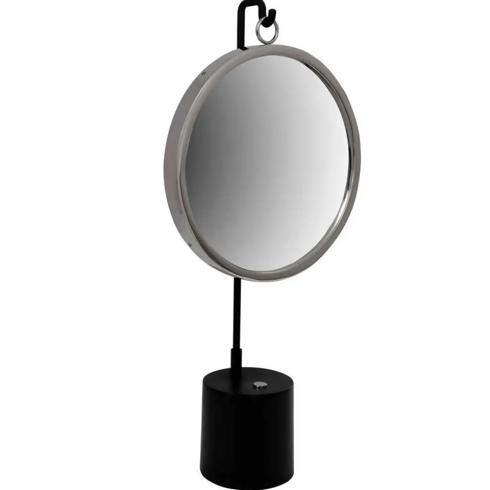 Spiegel mit Ständer in Silber und Schwarz - Fraduno