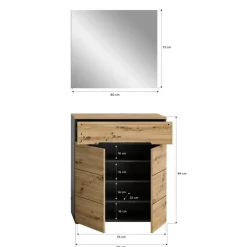 Spiegel und Schuhkommode Set - Norja (zweiteilig)