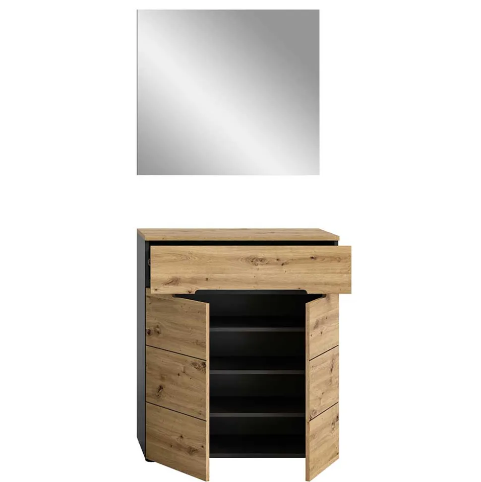 Spiegel und Schuhkommode Set - Norja (zweiteilig)