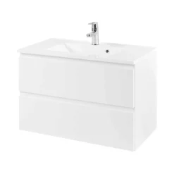 Spiegelschrank und Waschtisch Concetada in Hochglanz Weiß (zweiteilig)