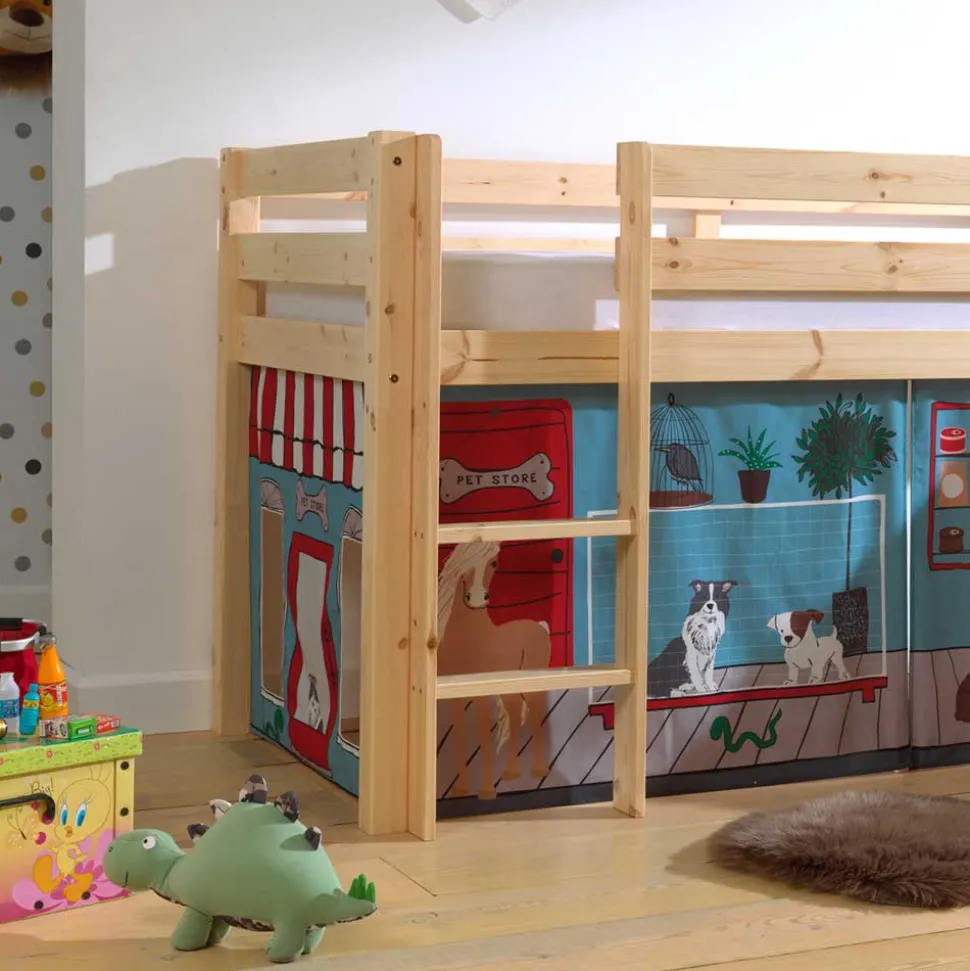 Spielbett mit Rutsche & Vorhang Haustier Laden - Luzius