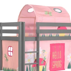 Spielbett mit Rutsche in Grau & Tunnel - Emju