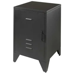 Spind Optik Nachtschrank in Schwarz - Estebal