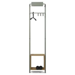 Stahl Garderobe in Graugrün mit Schuhablage - Vientors