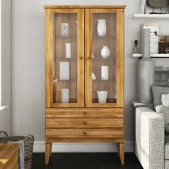 Standvitrine Masdamos aus Wildeiche massiv