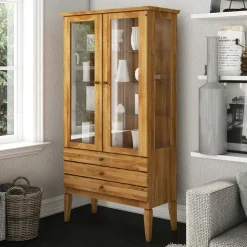 Standvitrine Masdamos aus Wildeiche massiv