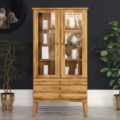 Standvitrine Masdamos aus Wildeiche massiv