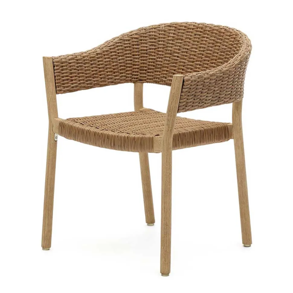 Stapelbare Armlehnstühle aus Eukalyptusholz - Finola (4er Set)