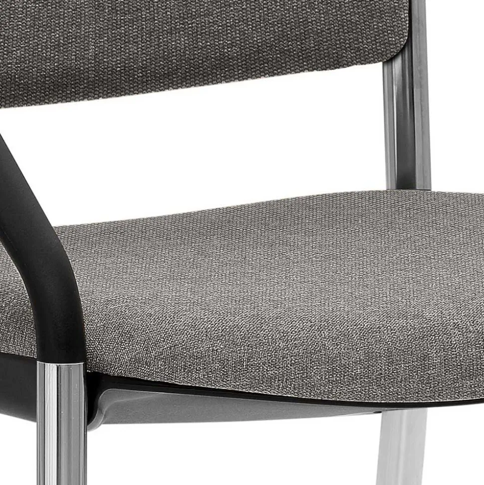 Stapelbarer Armlehnenstuhl in Grau Stoff - Lovanna