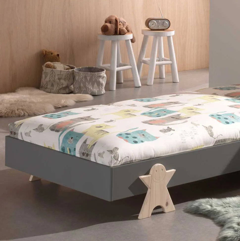 Stapelbares Einzelbett in Grau - Malpelo