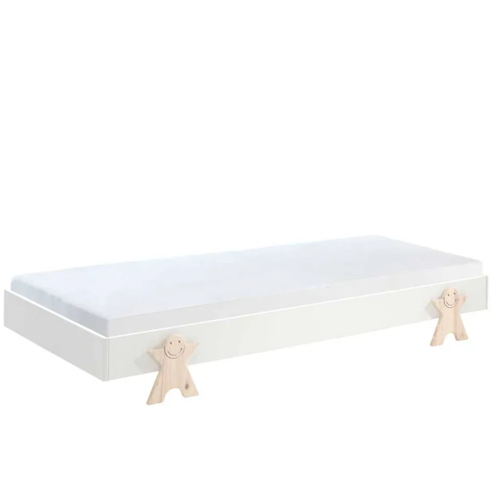 Stapelbett einzeln in Weiß & Natur Kiefer - Elvapo