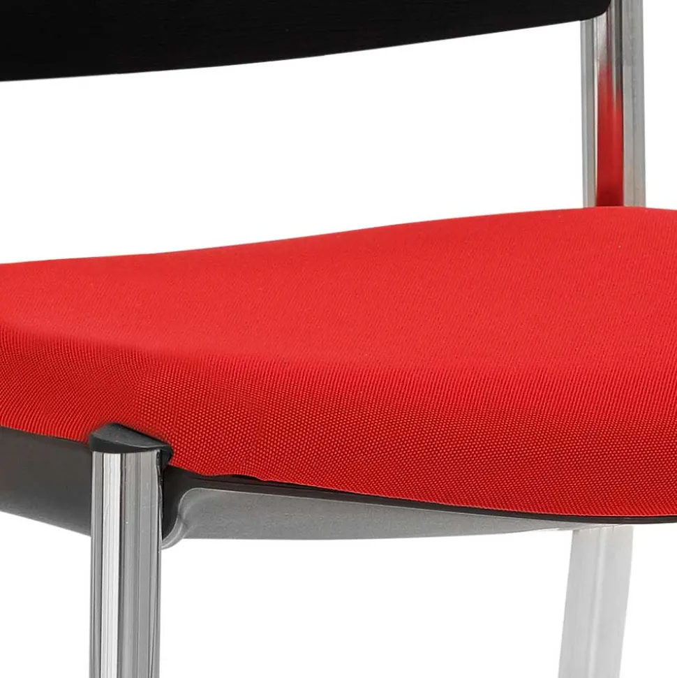 Stapelstuhl in Schwarz & Rot & Chrom - Oona