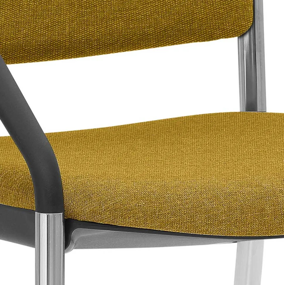 Stapelstuhl mit Armlehnen in Gelb Stoff - Eckomy