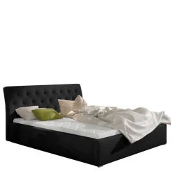 Stauraum Bett in Schwarz Kunstlederbezug - Roxing