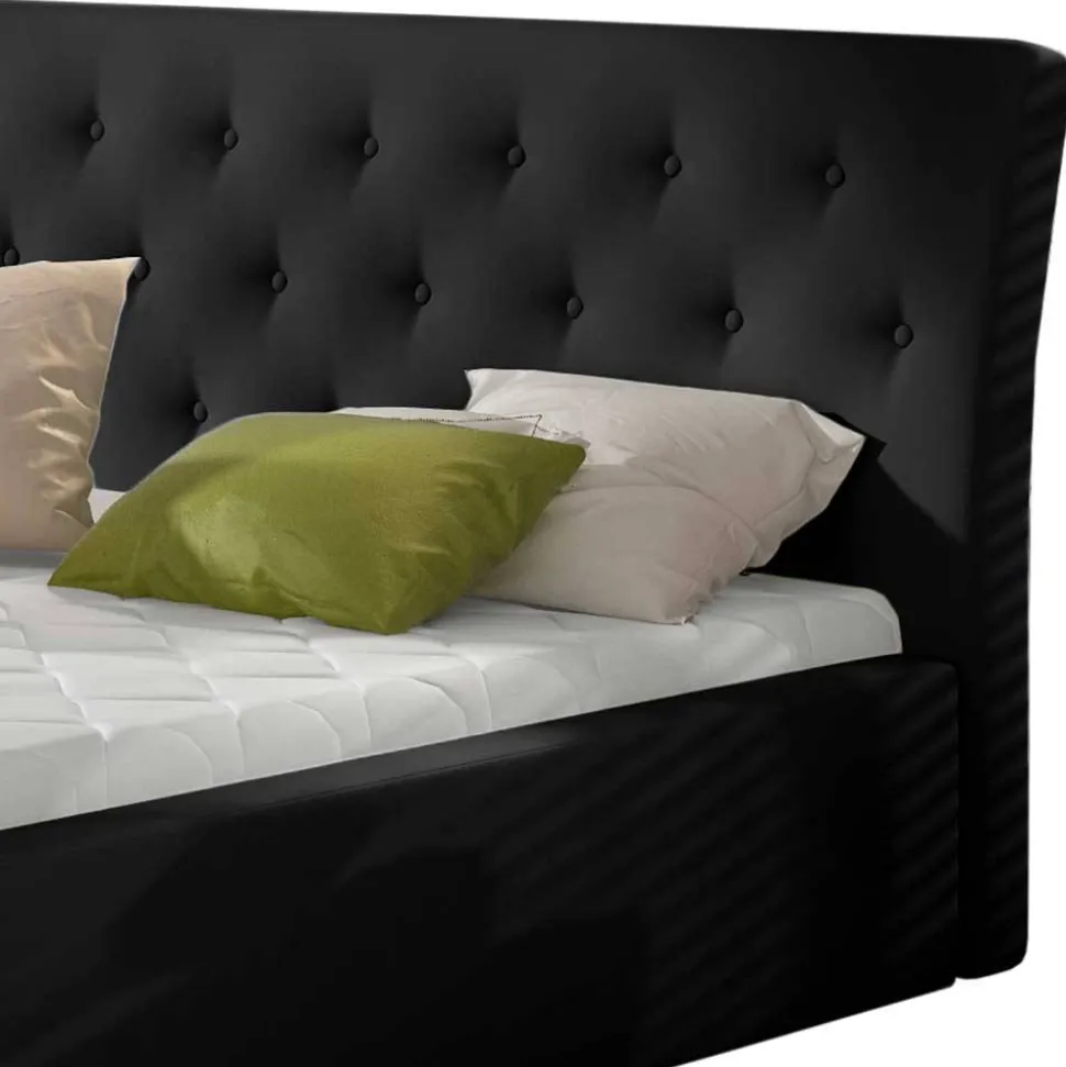 Stauraum Bett in Schwarz Kunstlederbezug - Roxing