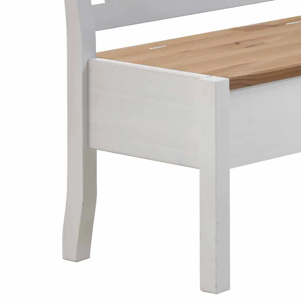 Stauraum Eckbank Lugon in Weiß Kiefer massiv