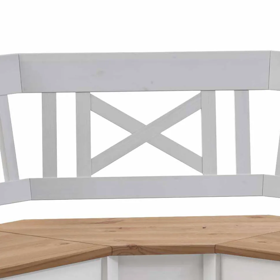 Stauraum Eckbank Lugon in Weiß Kiefer massiv