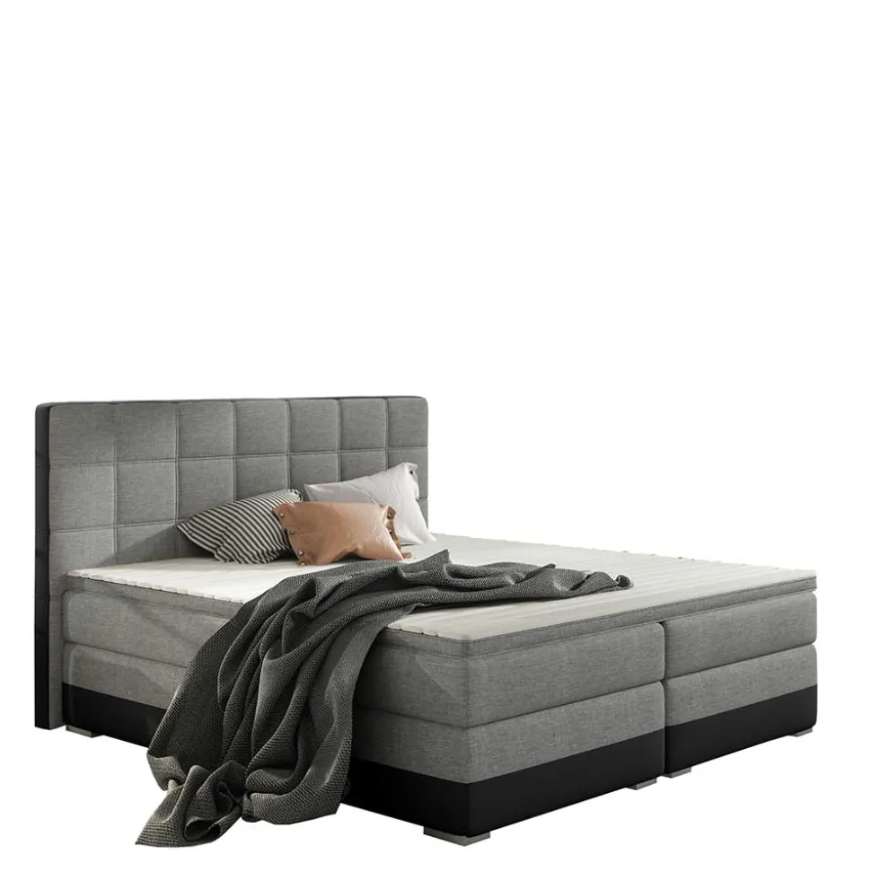 Stauraum Polsterbett in Grau und Schwarz - Surius