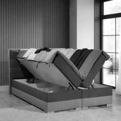 Stauraum Polsterbett in Grau und Schwarz - Surius