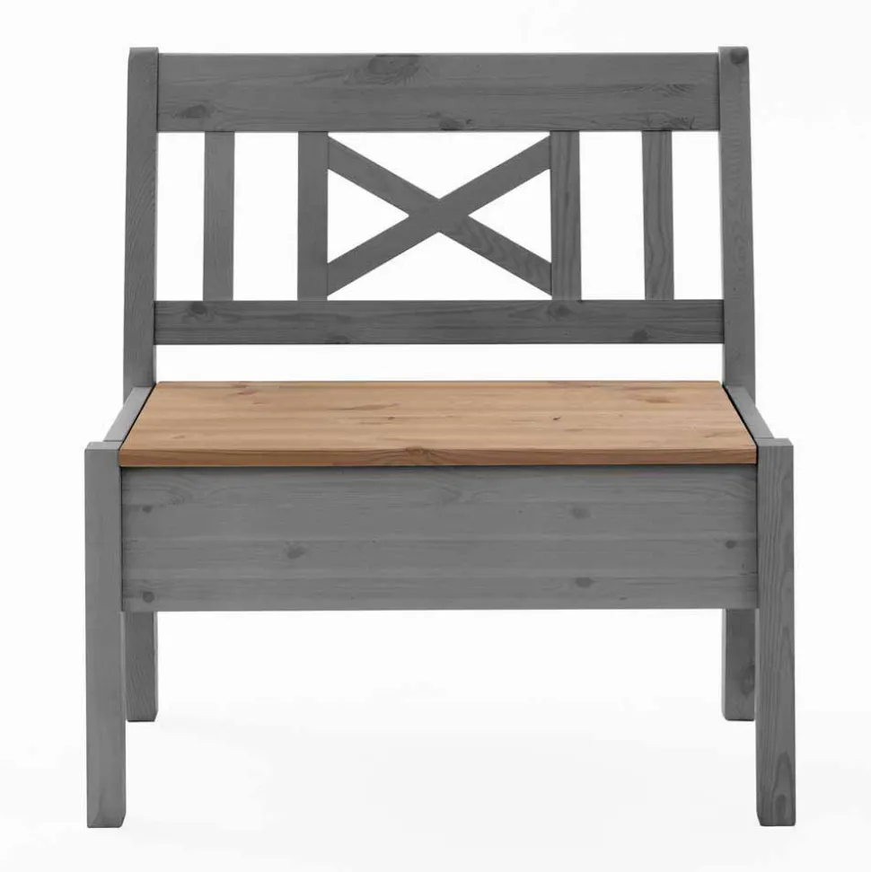 Stauraum Sitzbank Jytte aus Kiefer Grau mit Braun