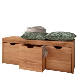 Stauraumbank mit 3 Kisten aus Buche - Shimousa