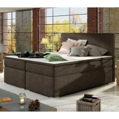 Stauraumbett in Braun Stoffbezug - Casai