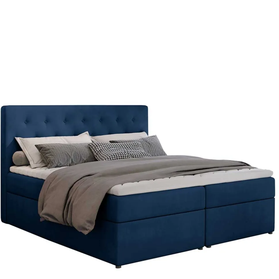 Stauraumbett in Dunkelblau Samtbezug - Sipano