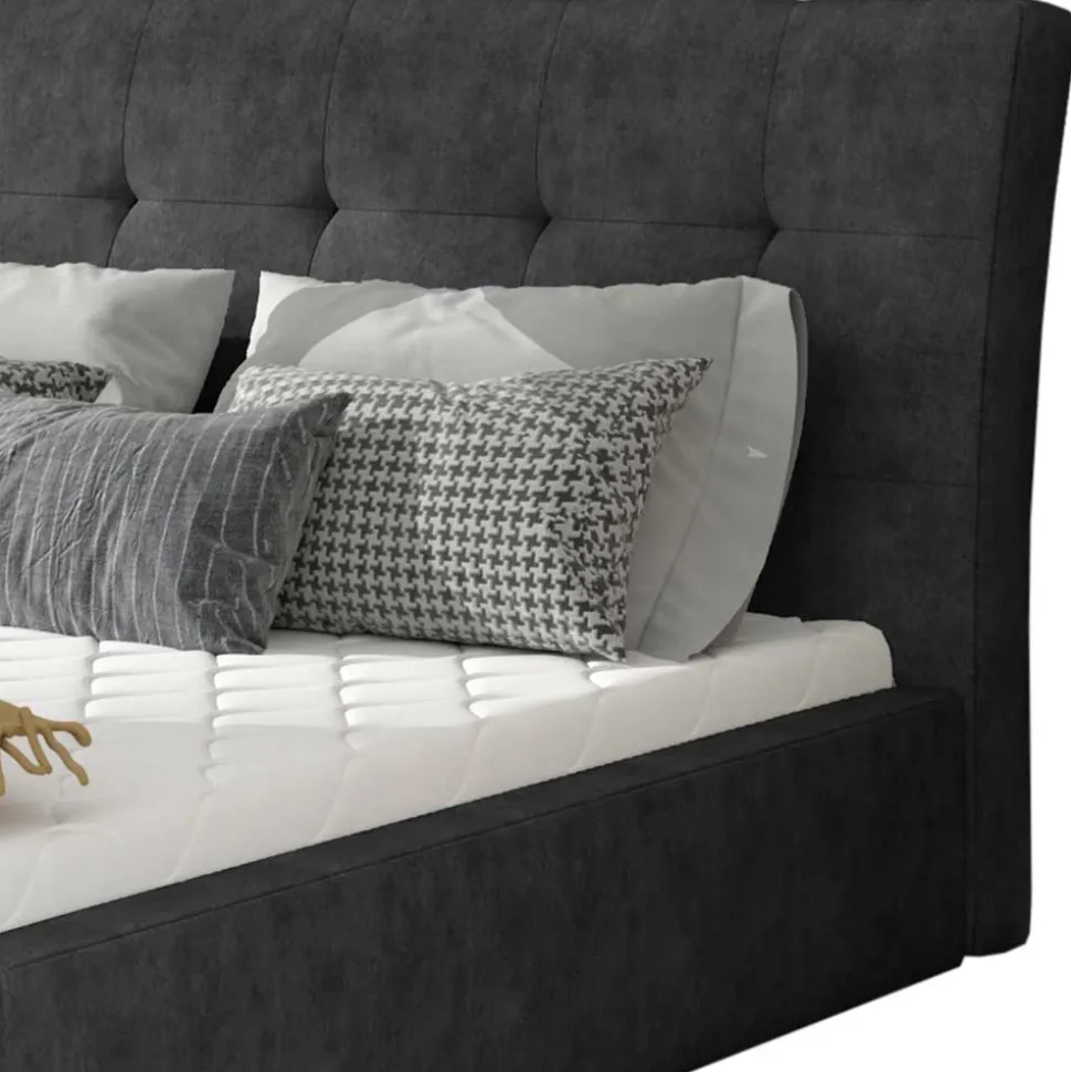 Stauraumbett in Dunkelgrau Stoffbezug - Dave