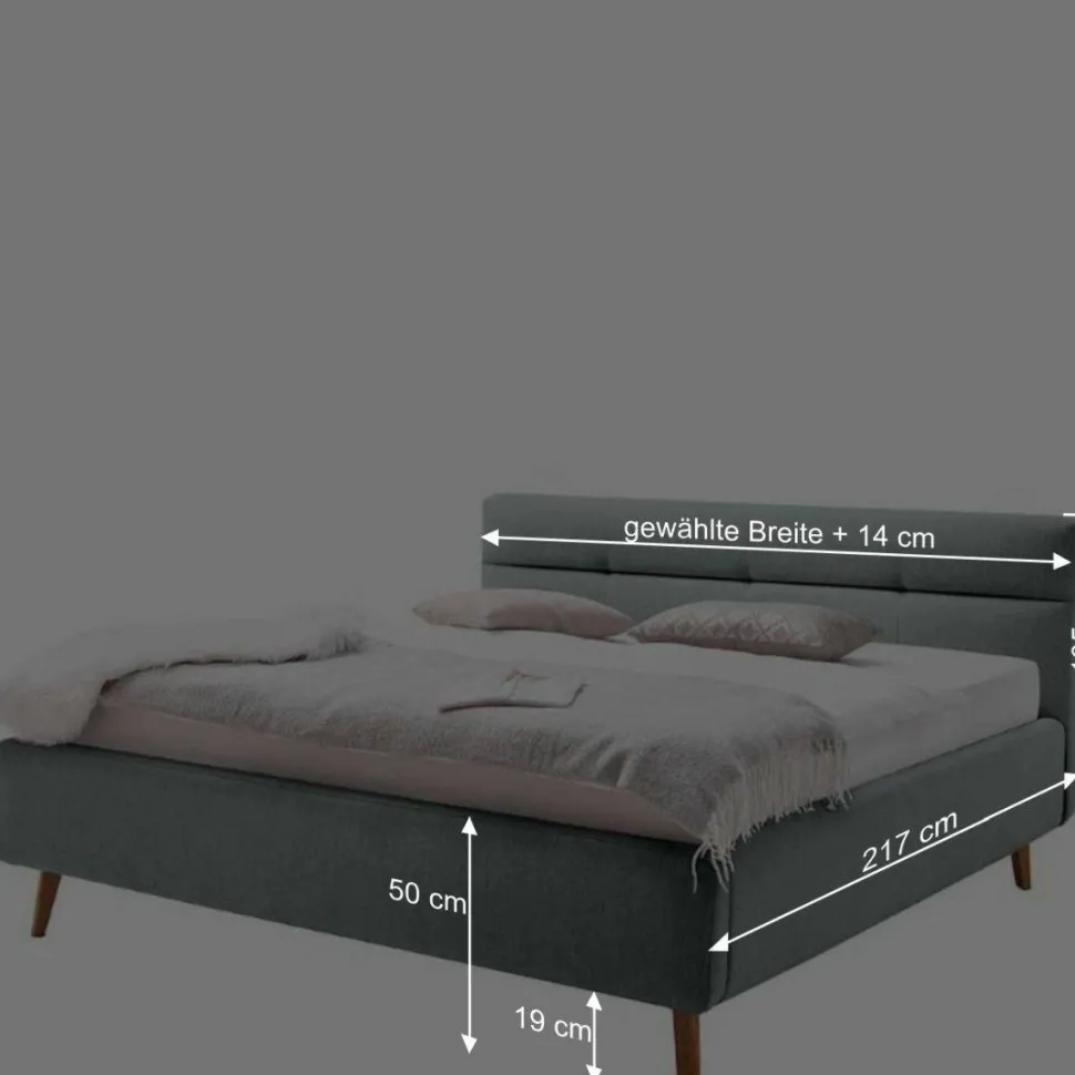 Stauraumbett in hellem Blau & Eiche - Armele