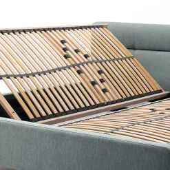 Stauraumbett in hellem Blau & Eiche - Armele