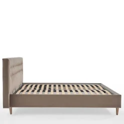 Stauraumbett in Taupe aus Samt - Ubaldo