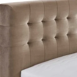 Stauraumbett in Taupe aus Samt - Ubaldo