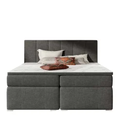 Stauraum-Polsterbett in Dunkelgrau Stoff - Hamjon