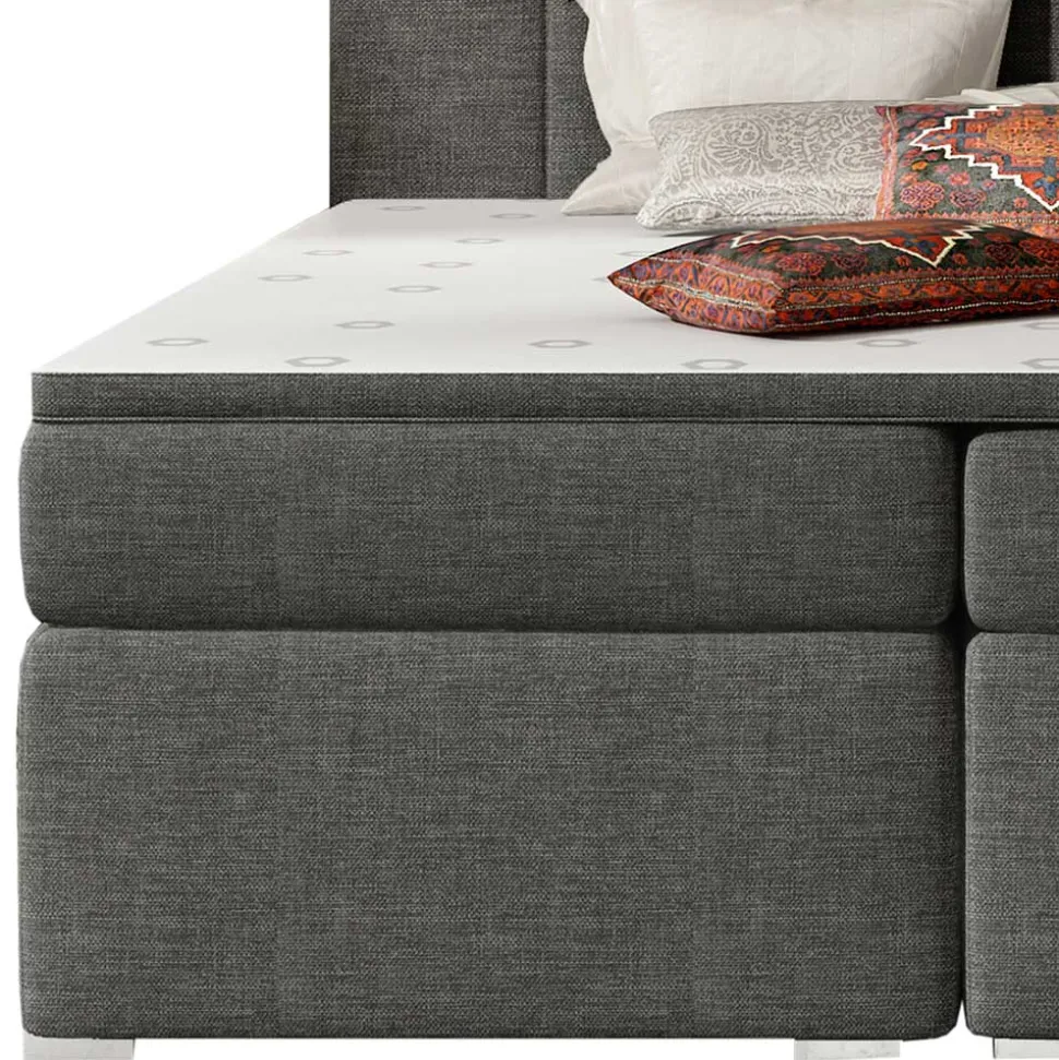 Stauraum-Polsterbett in Dunkelgrau Stoff - Hamjon