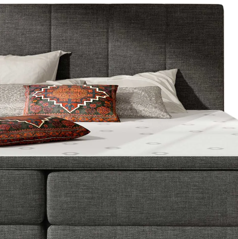 Stauraum-Polsterbett in Dunkelgrau Stoff - Hamjon