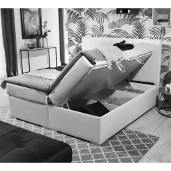 Stauraum-Polsterbett in Dunkelgrau Stoff - Hamjon